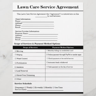 Custom Lawn Care Agreement Form Template Flyer