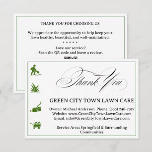 Custom  Lawn Care Landscaping Business  Thank You Card