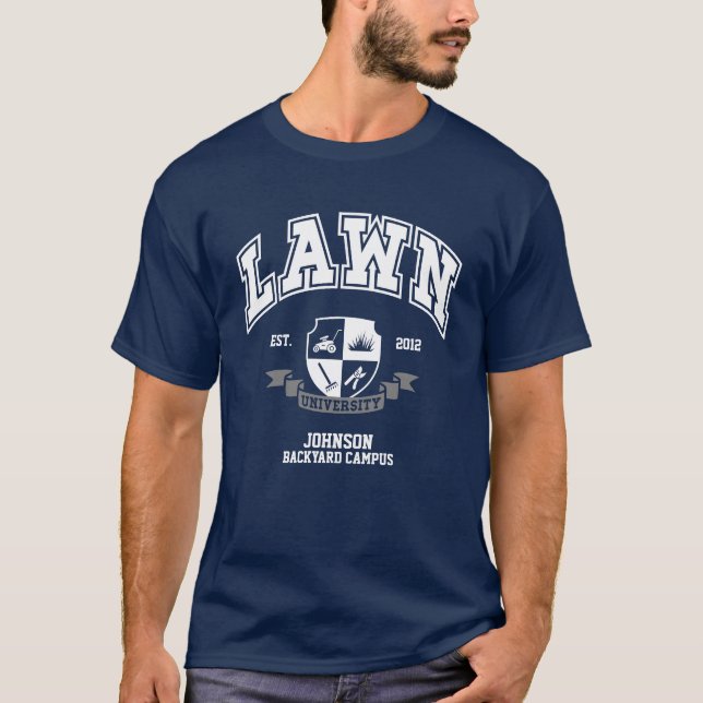 Custom Lawn Mowing Funny Yard Work for Dad Grandpa T-Shirt (Front)