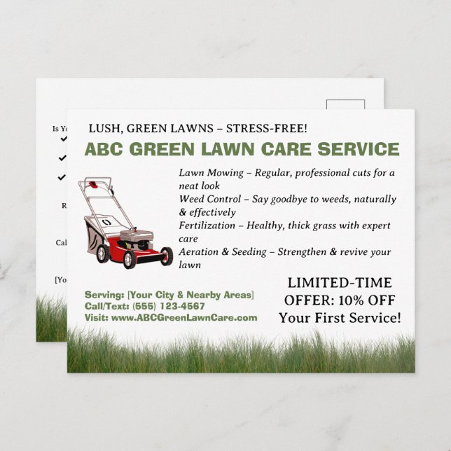 Custom  Lawn Service  Postcard (Front/Back)