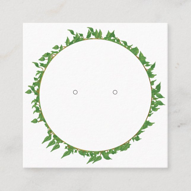 Custom Leaf Border Square Earring Card (Front)