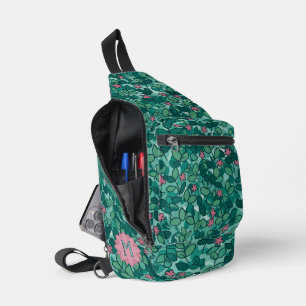 Custom Leaf Cluster with Tiny Flowers Sling Bag