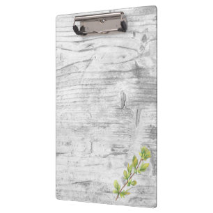 Custom Leaf Design on Grey Woodgrain Clipboard