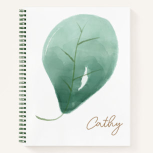Custom Leaf Name White Notebook