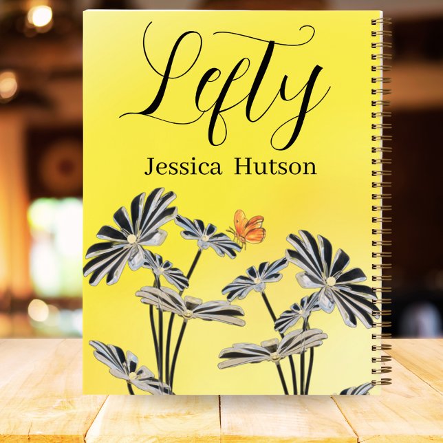 Custom Left-Handed Yellow Floral Name Gift Girls Notebook (Creator Uploaded)