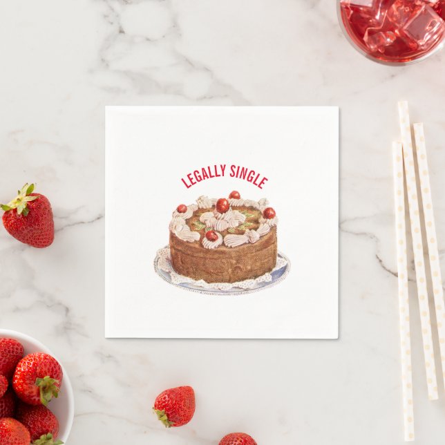 Custom LEGALLY SINGLE Funny Cake Party Napkin (Insitu)