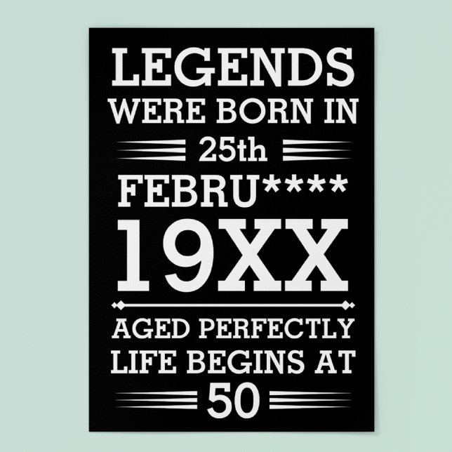 Custom Legends Were Born in Date Month Year Age Poster (Creator Uploaded)