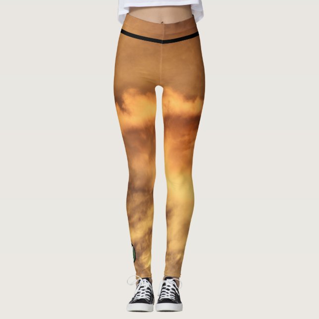 Custom Leggings MONOGRAM AND GOLD CLOUDS (Front)