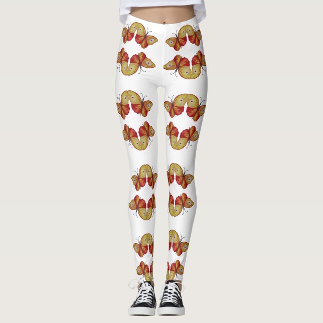 Custom Leggings Yellow Butterflies (Front)