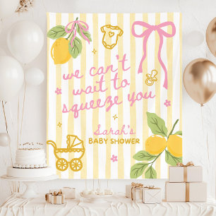 Custom Lemon Baby Shower Backdrop, Italian Lemon Tapestry