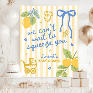 Custom Lemon Baby Shower Backdrop, Italian Lemon Tapestry