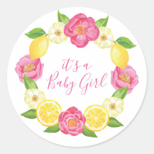 Custom Lemon Floral Baby Thank You Favour Sticker