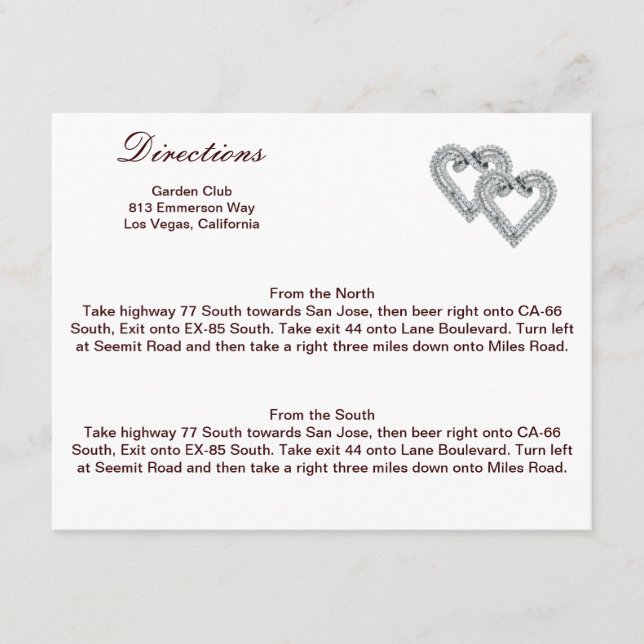 Custom Lemon Hearts Direction Card (Front)