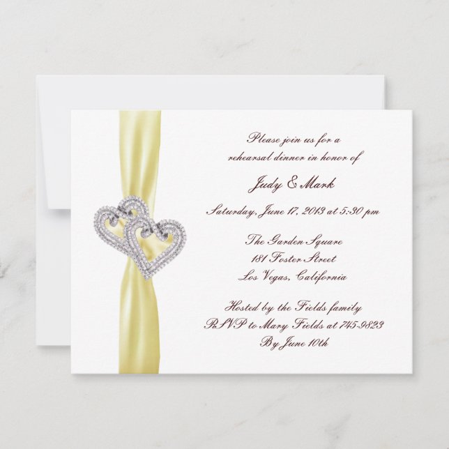 Custom Lemon Hearts Rehearsal Dinner Invitation (Front)