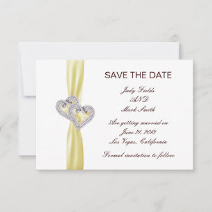 Custom Lemon Hearts Save The Date Card