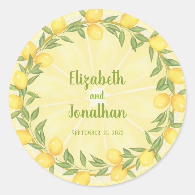 Custom Lemon Slice and Wreath Wedding  Stickers (Front)