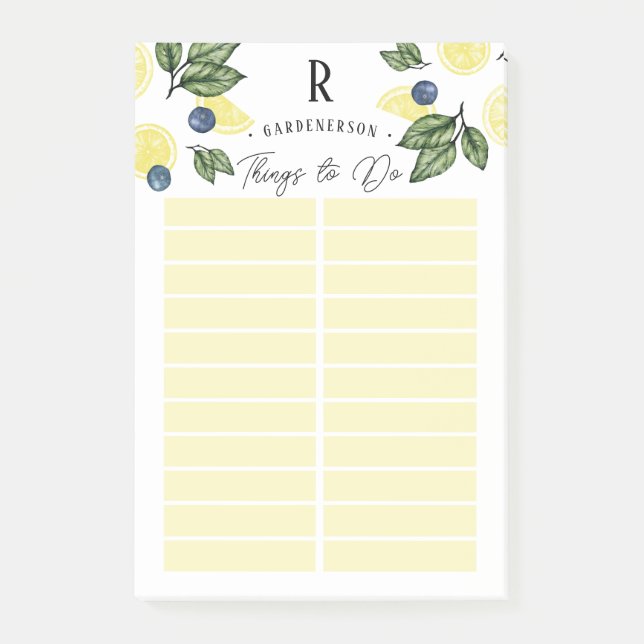 Custom Lemon To Do List  Post-it Notes (Front)