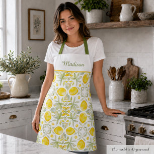 Custom Lemon Watercolor Pattern Apron