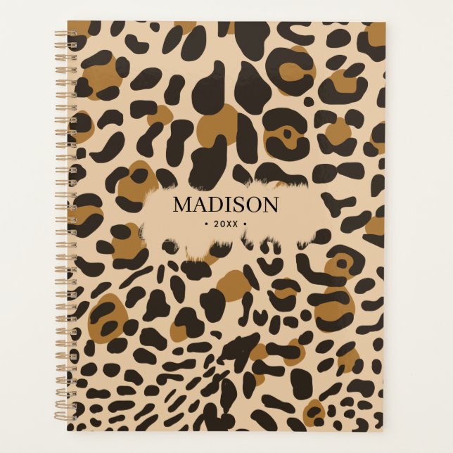 Custom Leopard Animal Print Pattern Diary Planner (Front)