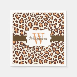 Custom Leopard Brown Tan Cream Cocktail Napkin