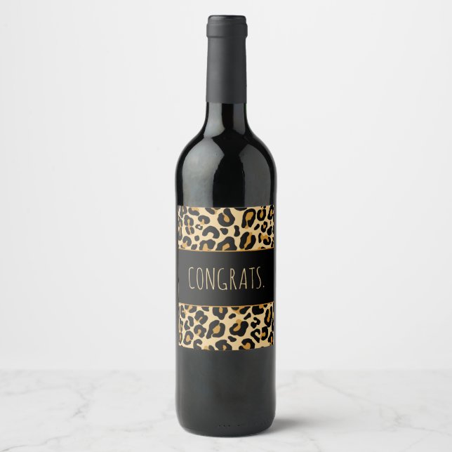 Custom Leopard Classic Modern Print Classic  Wine  Label (Front)