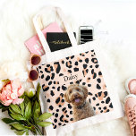 Custom Leopard Print Dog Photo  Tote Bag<br><div class="desc">Carry your essentials in style with our Custom Leopard Print Dog Photo Tote Bag! This fashionable tote features a trendy leopard print design, personalised with a photo of your beloved dog and their name. Made from durable, high-quality material, it’s perfect for shopping, errands, or a day out. This tote is...</div>