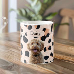 Custom Leopard Print Dog Photo with Name Coffee Mug<br><div class="desc">Enjoy your morning coffee with a personalised touch using this custom leopard print coffee mug featuring a photo of your beloved dog and their name. The trendy pastel pink leopard print design adds a stylish flair, making it a perfect gift for pet lovers and a unique addition to your kitchenware....</div>
