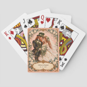 Custom Leprechaun Bride and Groom Wedding Favour Playing Cards