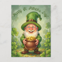 Custom Leprechaun Gnome Happy St. Patrick's Day  Postcard