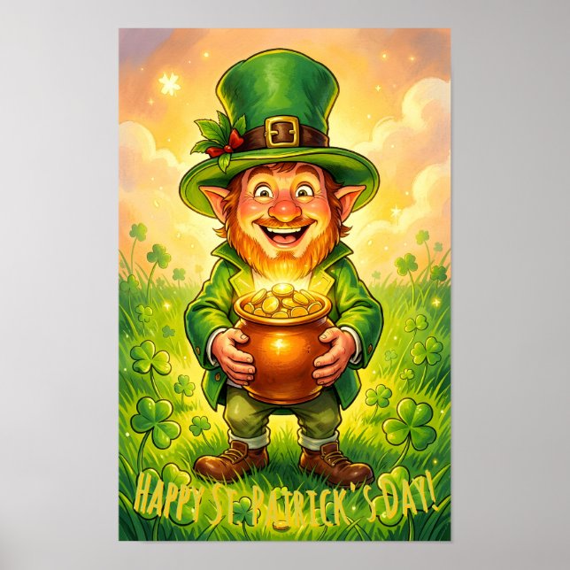 Custom Leprechaun Gnome Happy St. Patrick's Day  Poster (Front)