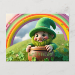 Custom Leprechaun Gnome St. Patrick's Day Shamrock Postcard