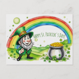 Custom Leprechaun Gnome St. Patrick's Day Shamrock Postcard