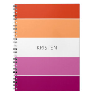 Custom Lesbian Flag Colors Stripes With Name Notebook