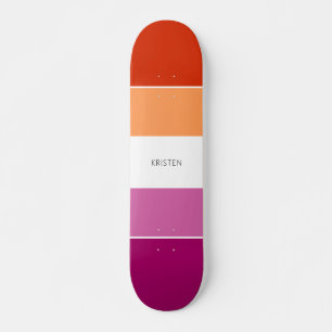 Custom Lesbian Flag Colors Stripes With Name Skateboard