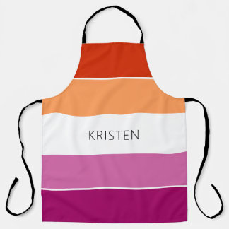Custom Lesbian Flag Colours Stripes With Name Apron