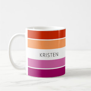 Custom Lesbian Flag Colours Stripes With Name  Coffee Mug