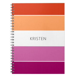 Custom Lesbian Flag Colours Stripes With Name Notebook