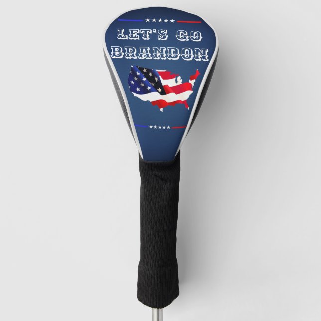 Custom LET'S GO BRANDON Trump 2024 Patriotic Flag Golf Head Cover (Front)