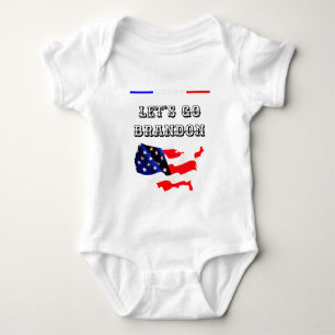 Custom LET'S GO BRANDON Trump 2024 USA Flag Baby Bodysuit