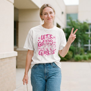 Custom Lets Go Girls Cowgirl Bride Tribe Party T-Shirt