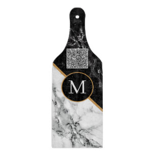 Custom Letter and QR Code Marble Cutting Board