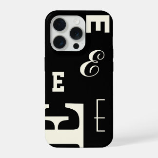 Custom Letter, Colour Pop Monogram, Black & Cream iPhone 15 Pro Case