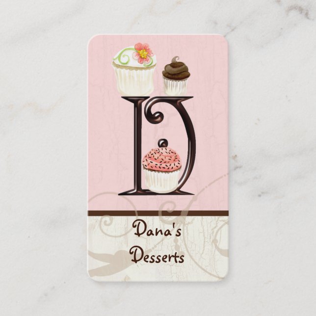 Custom Letter D Monogram Dessert Bakery Business Card (Front)