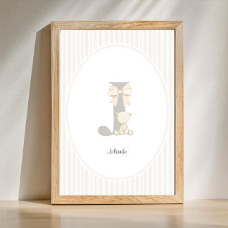 Custom Letter J Nursery Wall Art - Baby Name Print