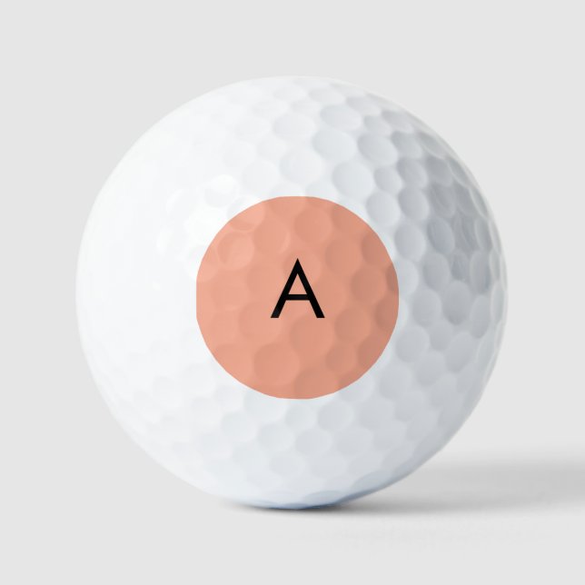 Custom Letter Monogram Peach  Golf Balls (Front)