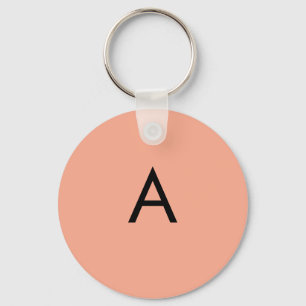 Custom Letter Monogram Peach Key Ring