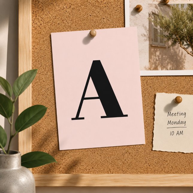 Custom Letter Postcard | Pink Initial Mailer Card (Personalized alphabet postcard for classrooms, dorm rooms, nursery styling, and mail.)