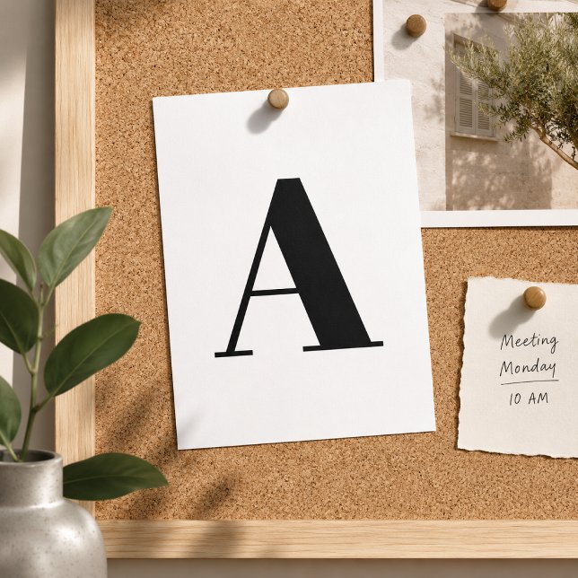 Custom Letter Postcard | White Initial Mailer Card (Custom initial postcard for teacher notes, student stationery, and personalized decor.)