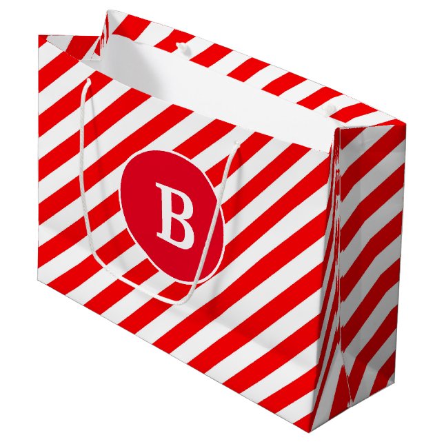CUSTOM LETTER RED WHITE CHRISTMAS  LARGE GIFT BAG (Front Angled)