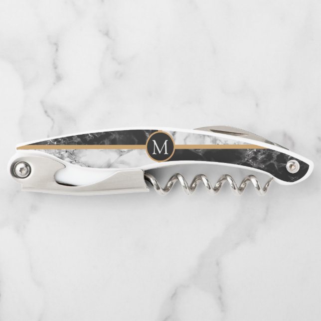 Custom Letter Waiter's Corkscrew Marble Design (Front)